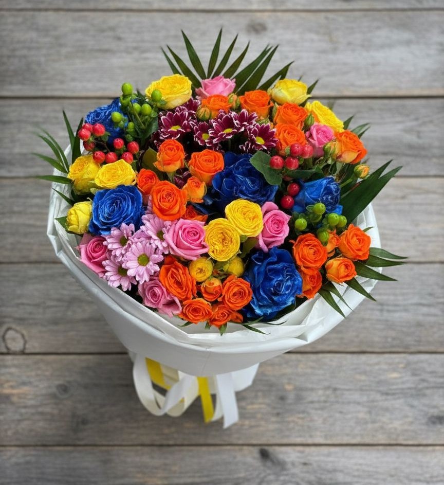 Букет цветов из: Розы и Хризантемы в Долгоруково