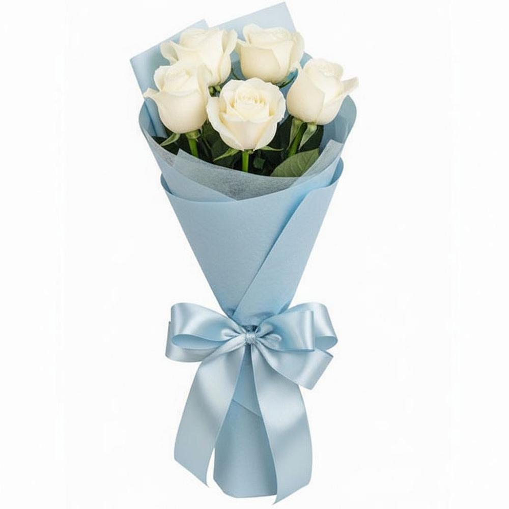 Букет 5 Белых роз Проуд в Долгоруково