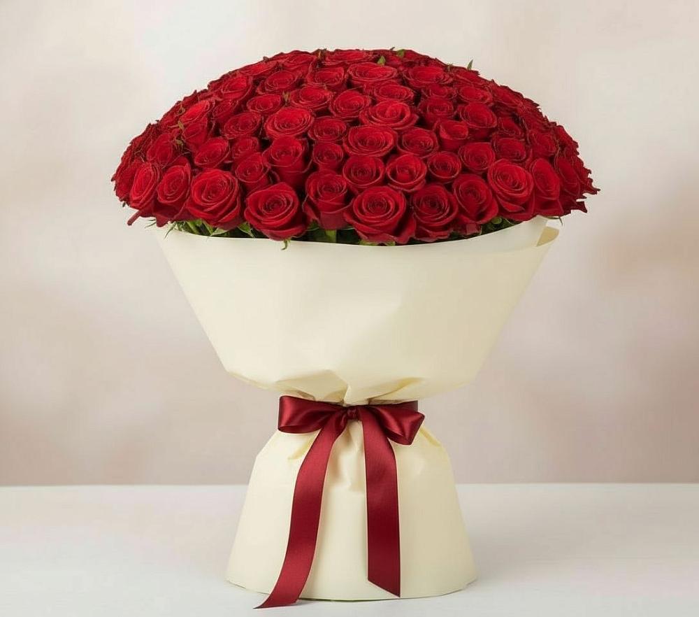 Букет 101 Красная роза Милано в Долгоруково