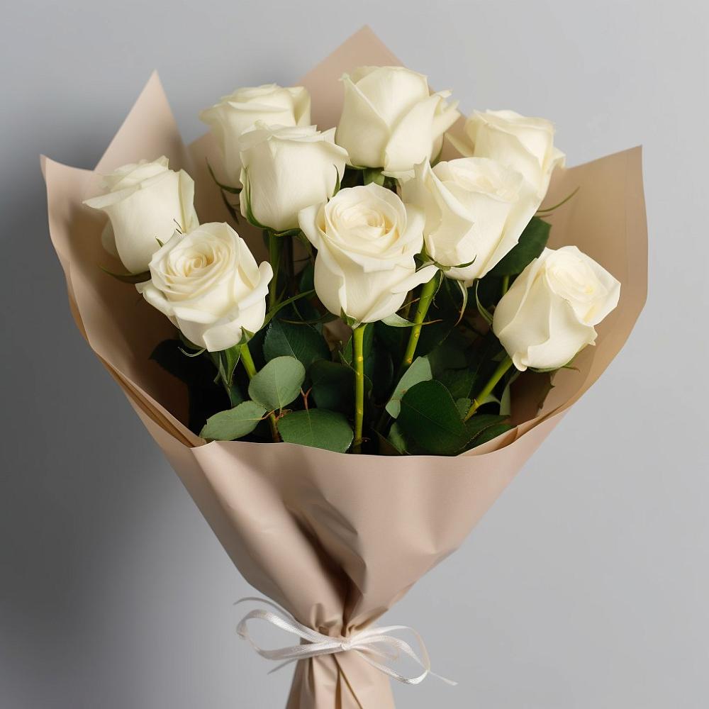 Букет 9 Белых роз Эдлесс Лав в Долгоруково