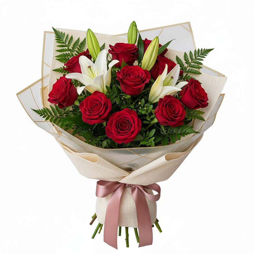 Букет цветов из: Лилии и Розы в Долгоруково