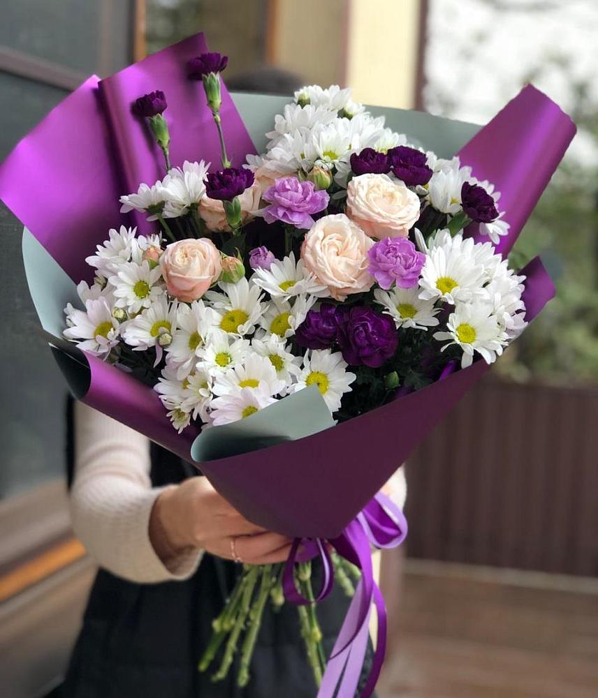 Букет цветов из: Хризантемы, Гвоздики и Розы в Долгоруково