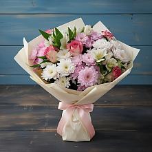 Букет цветов из:  Хризантемы, Альстромерии и Розы в Долгоруково