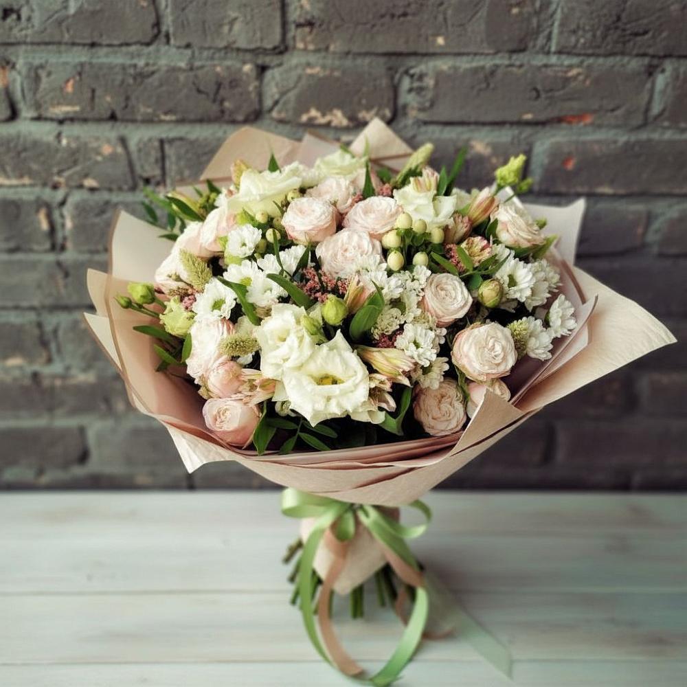 Букет цветов из: Альстромерии, Розы и Хризантемы в Долгоруково