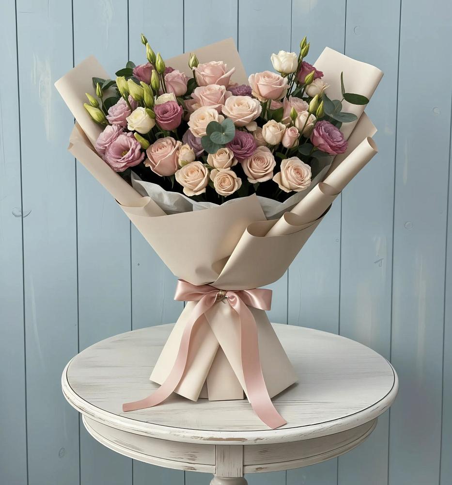 Букет цветов из: Розы и Лизиантусы в Долгоруково