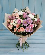 Букет цветов из:  Хризантемы, Розы и Альстромерии в Долгоруково