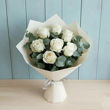 Букет Белые розы в Эвкалипте в Долгоруково